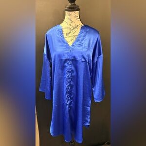 Ekouaer Blue Satin Nightgown - Size Small